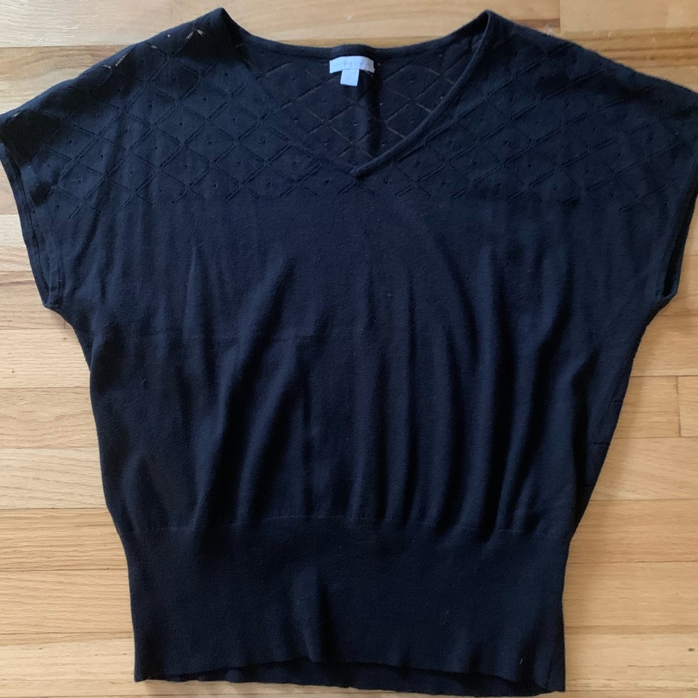 NY&Co Black Eyelet Knit Top - Large